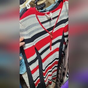 No Boundaries Red and Black Striped Long Sleeve Dress